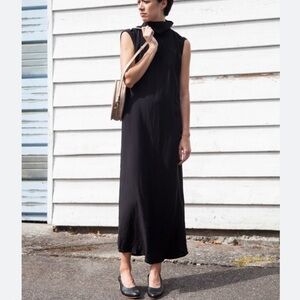 Jesse Kamm Stack Dress in Black Size Small | Japanese Rayon Crepe Blend